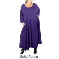 1X Solid CRINKLE RAYON PURPLE Delia Dress with Pockets (exchange)