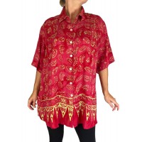 Women's Plus Size Tunic - Light Weight Rayon - Scarlet-Fig 