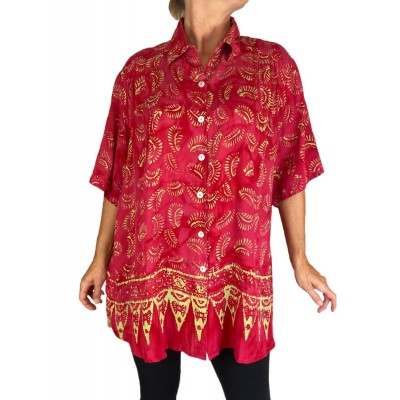 Women's Plus Size Tunic - Light Weight Rayon - Scarlet-Fig 