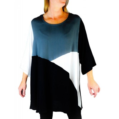 Crinkle Rayon or Rayon Knit Color Block Swing Top
