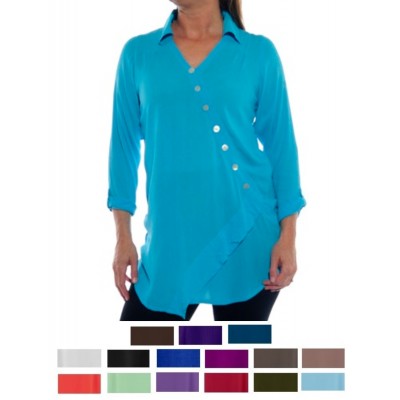 Solid CRINKLE RAYON or FLAT RAYON Soho Blouse Large-6X 