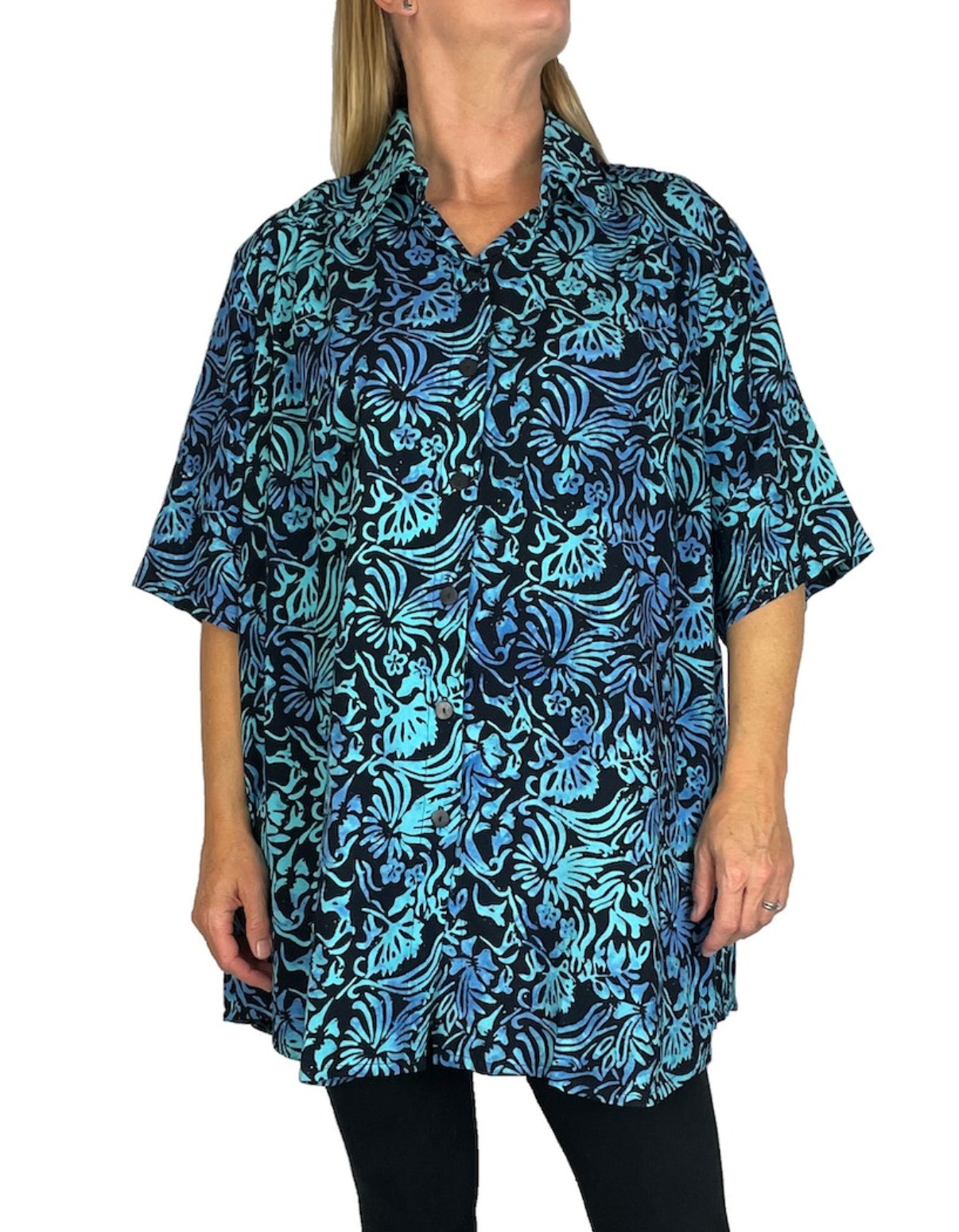 Shop Plus Size Giselle Natural Tunic in Blue